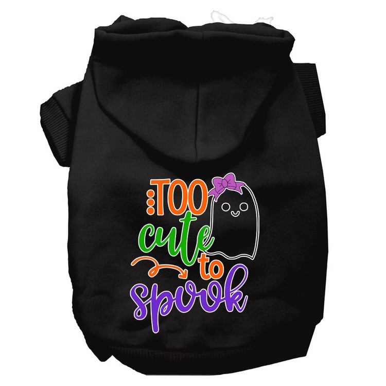 Too Cute to Spook-Girly Ghost Screen Print Dog Hoodie Black XXL